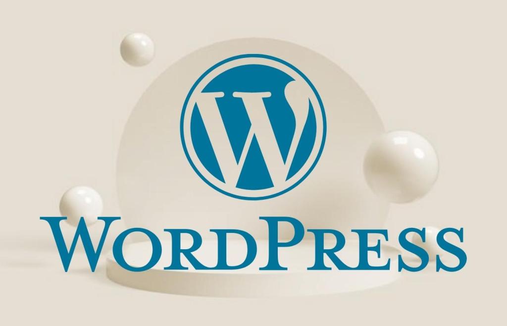 Imagem em 3d com palavra e logo Wordpress