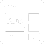 icone de ecrã de computadr com a palvra ads no topo esquerdo ilustrativo de serviços de Google Ads